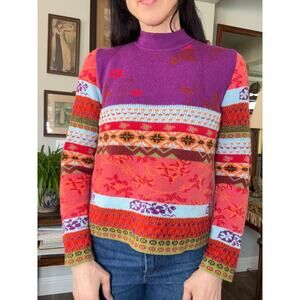 Vintage 90s Oilily sweater colorful soft knit Made in Italy mock neck